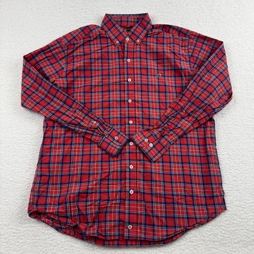 Southern Point Co Hadley Shirt Men Medium Multi Plaid Cotton Pleated Button Down